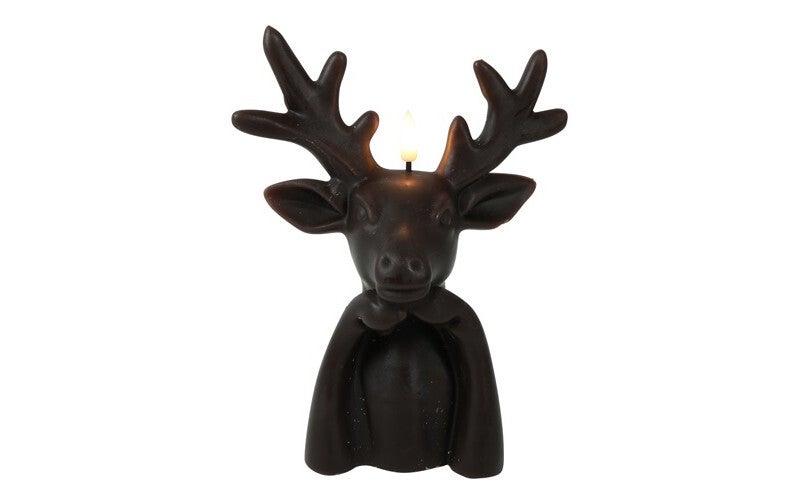 Led kaars hert donker bruin L