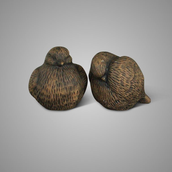 Foto 10 Set Of 2 Birds Relief Majestic Brown.
