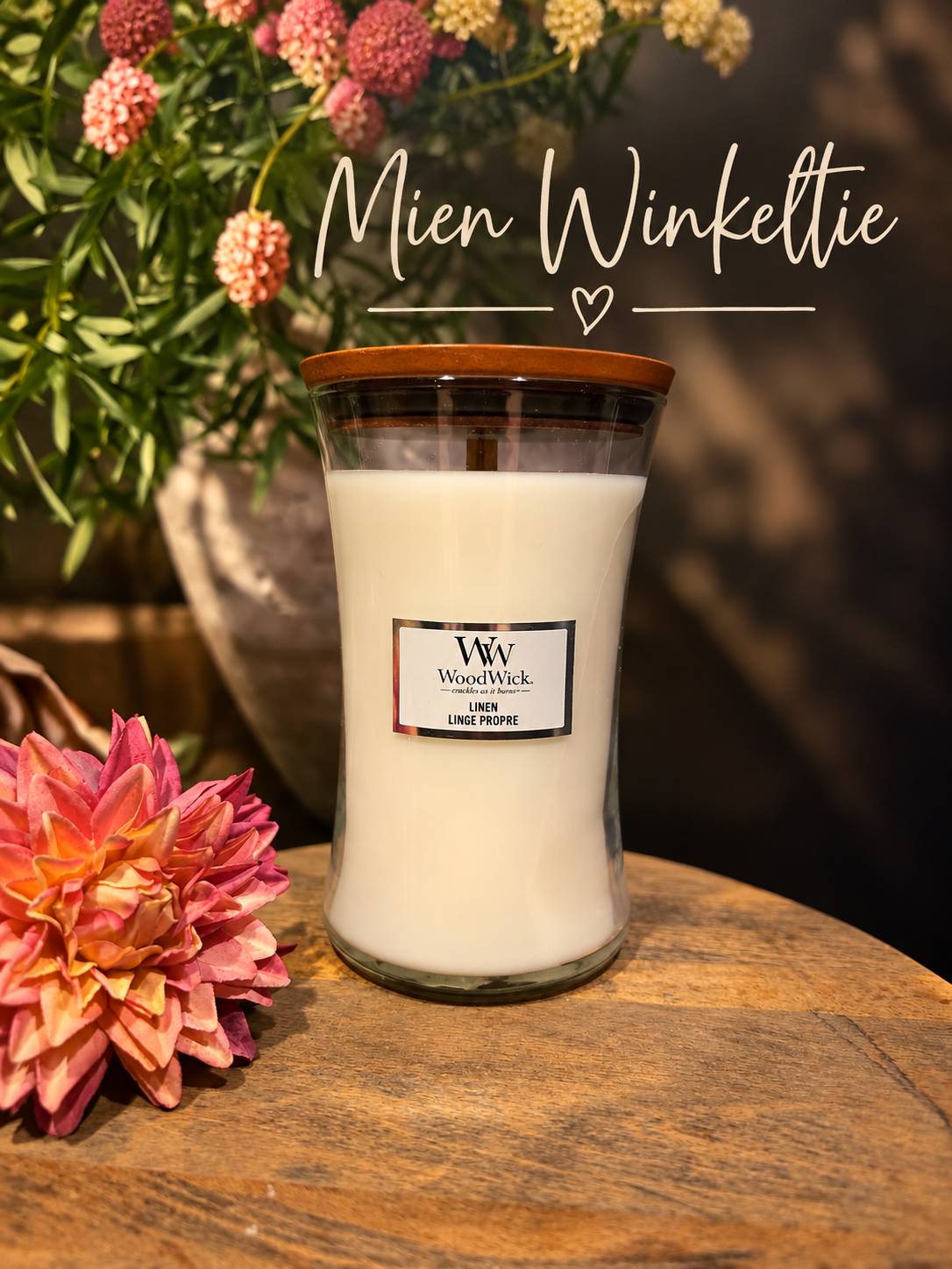 WoodWick - Linen Large Geurkaars