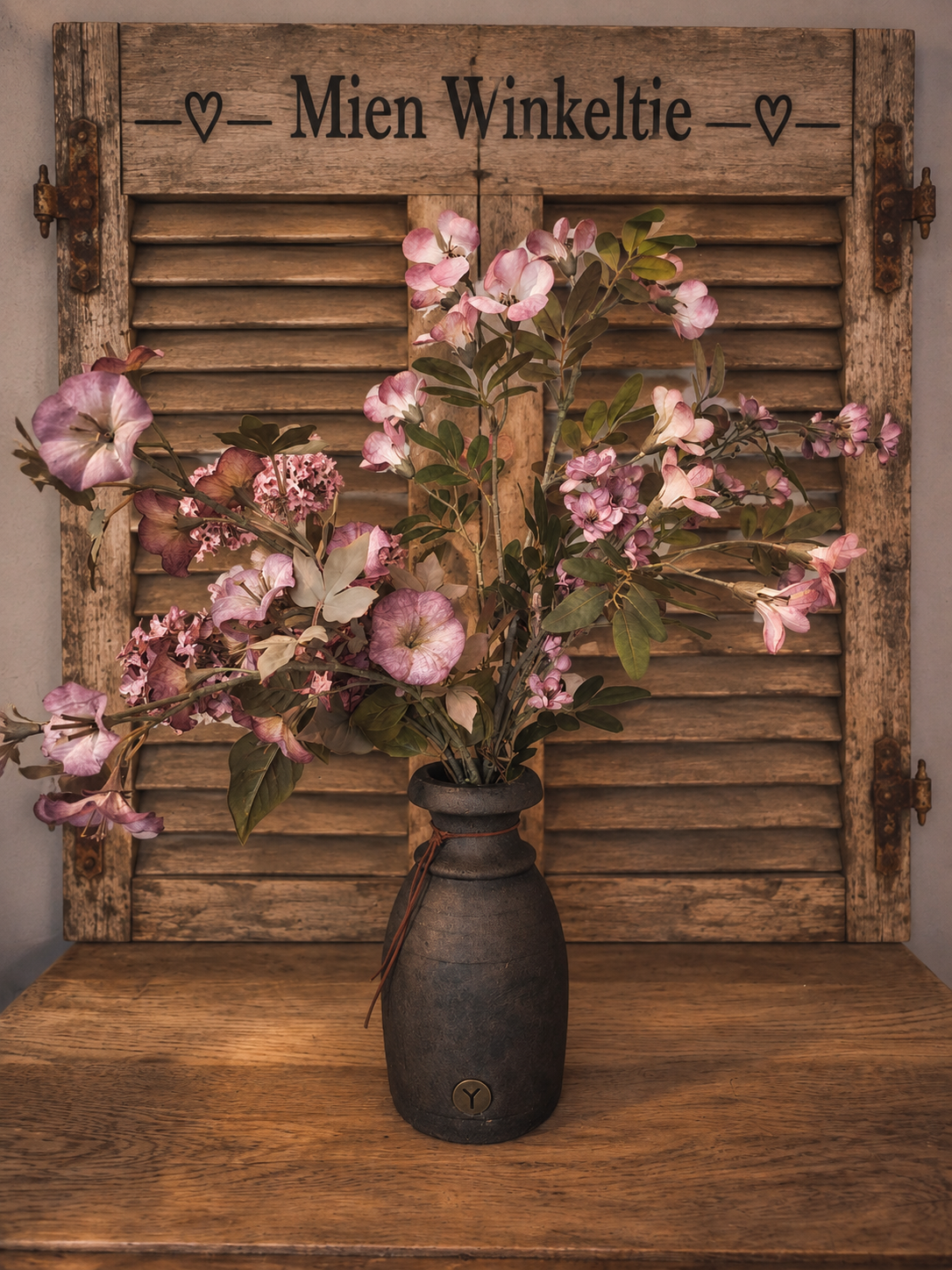 Kunst boeket oud roze