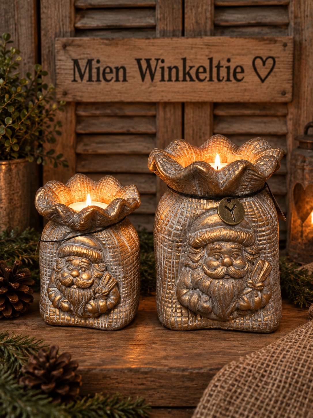Set of 2 Tealightcups Bagsac Sante Claus Jewel