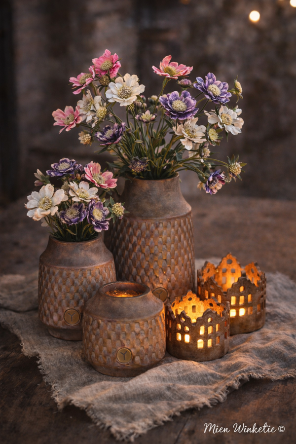 Set of 3 Vases Neck Jewel D.19-15 H.33-26-14