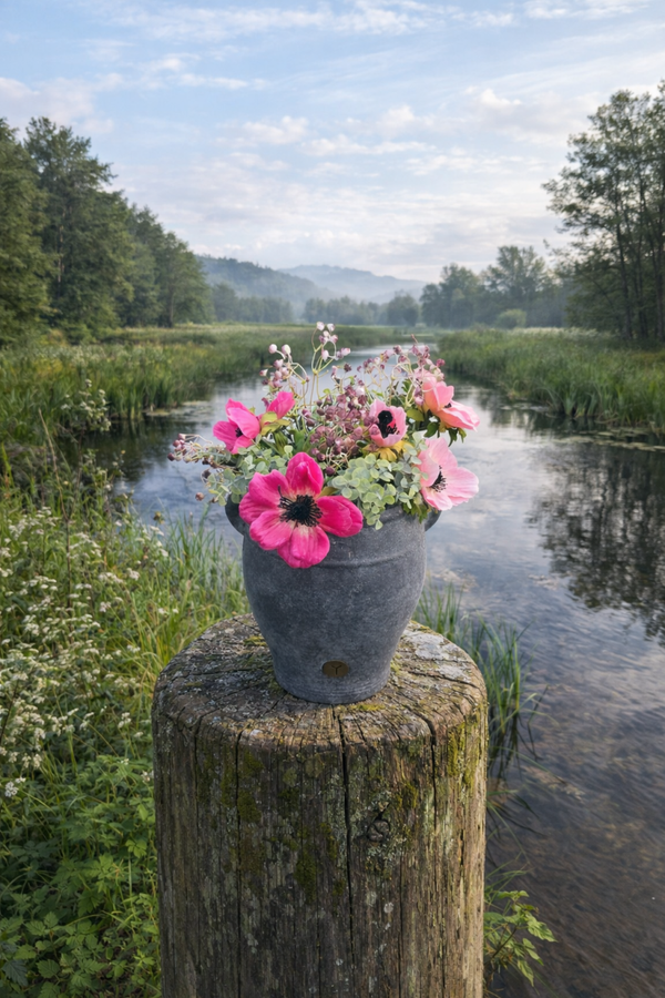Boeket groen met roze