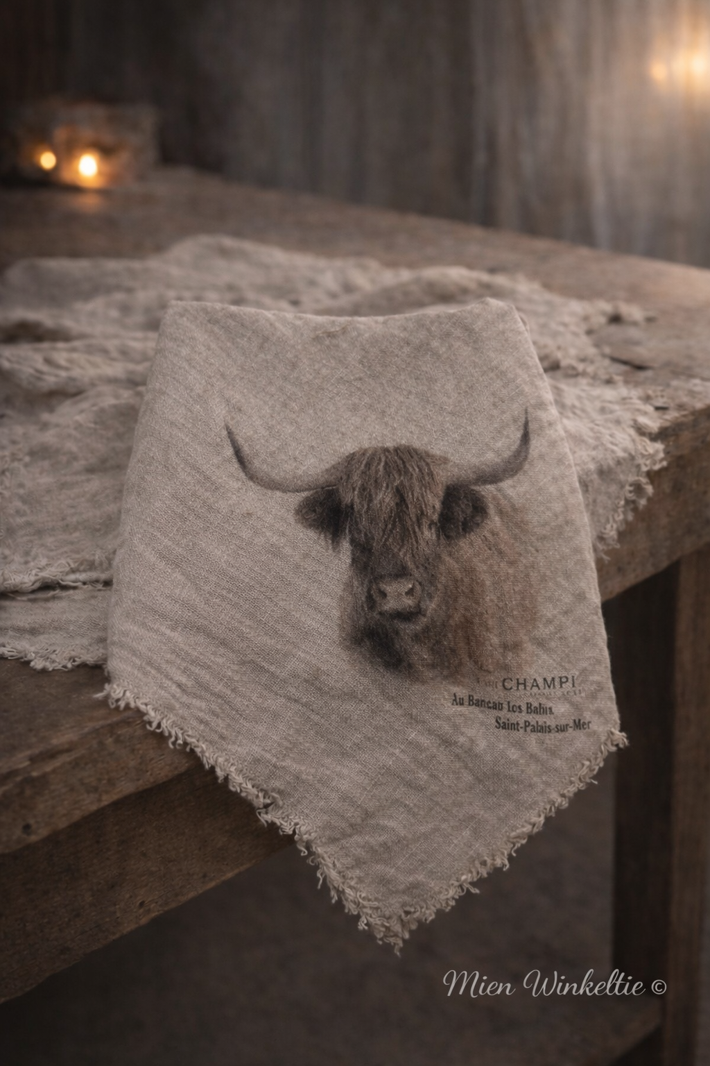 Shabby doek hooglander bruin