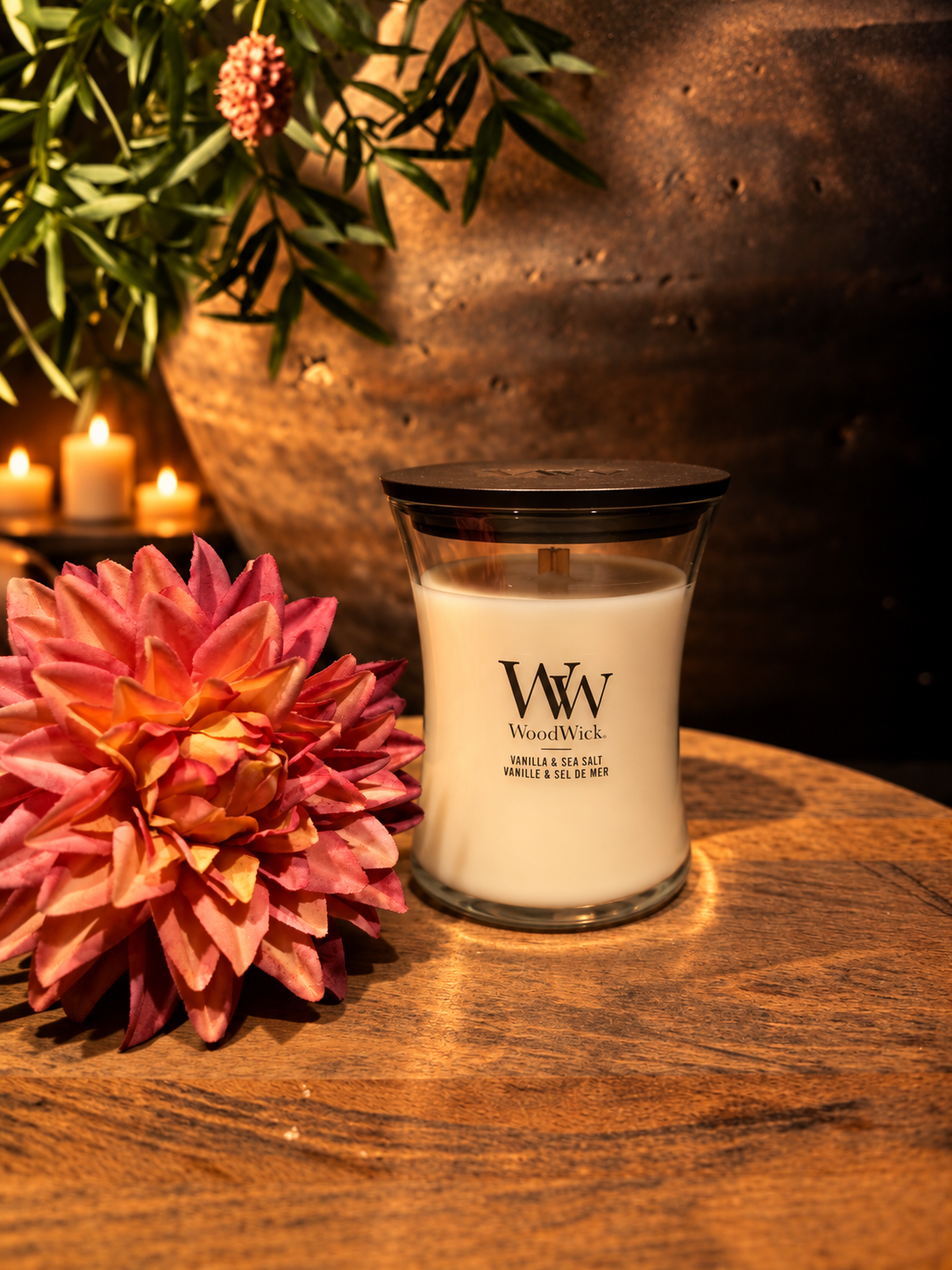 WoodWick - Vanilla & Sea Salt - Medium Geurkaars