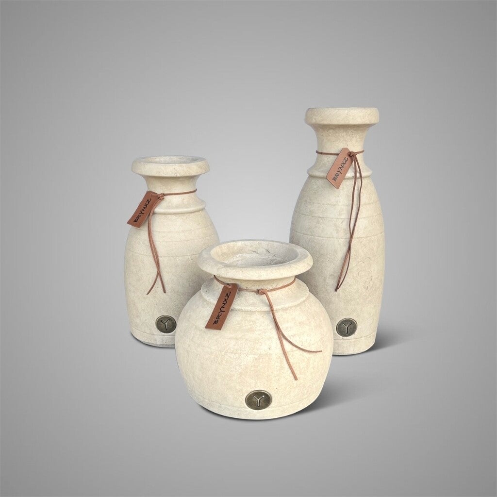 Set of 3 Bottles with Lines and Rope Majestic Taupe