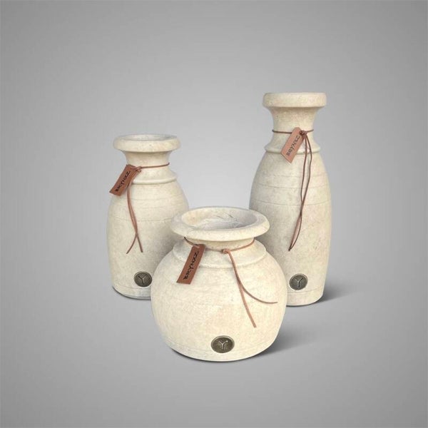 Set of 3 Bottles with Lines and Rope Majestic Taupe
