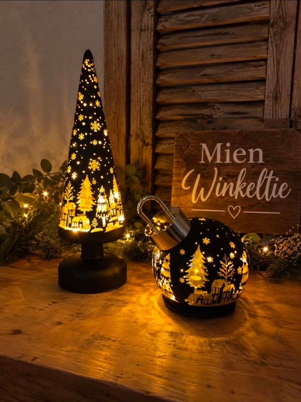 Led bal draai kerst zwart S