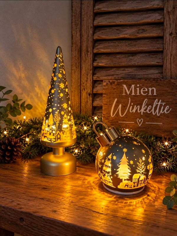 Led bal draai kerst goud s