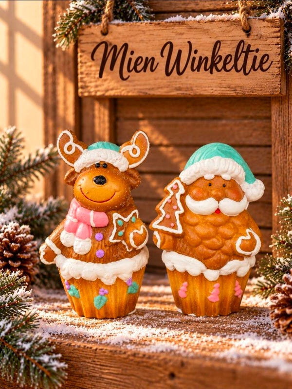 Setje rendier en kerstman