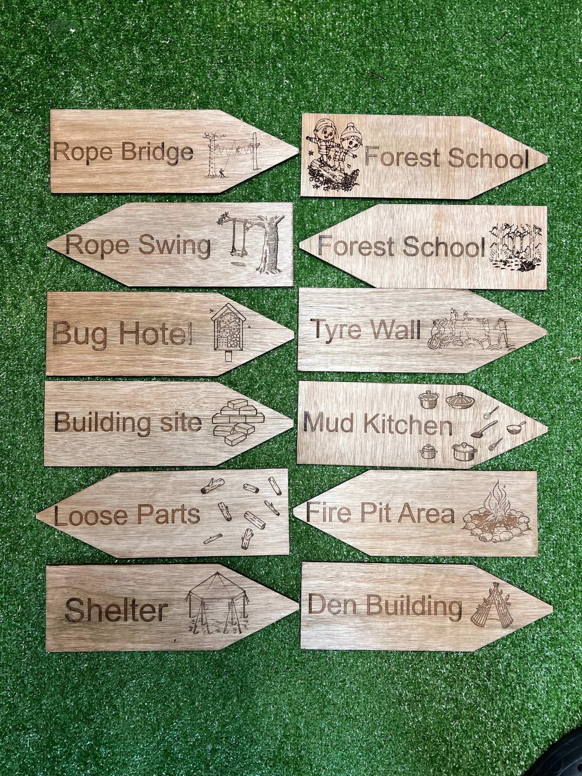 X5 3.6mm thick forest school direction sign