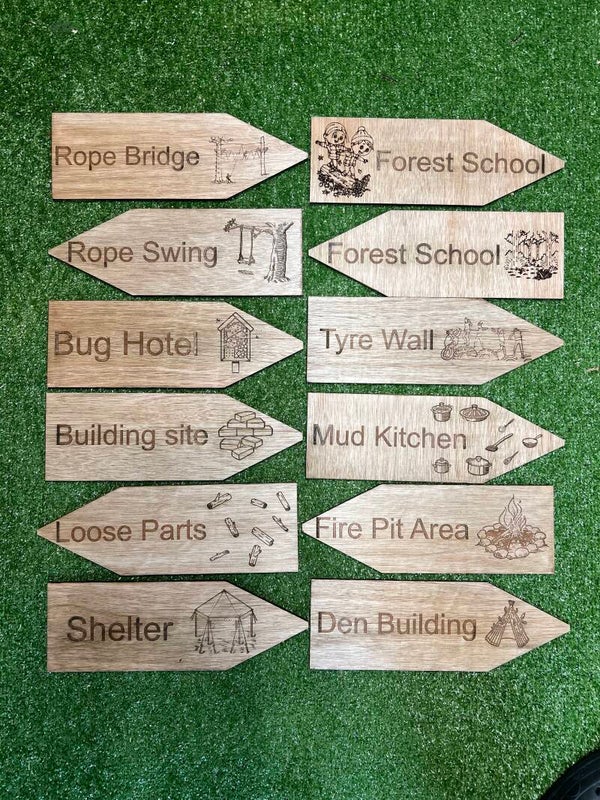 6mm thick forest school direction sign