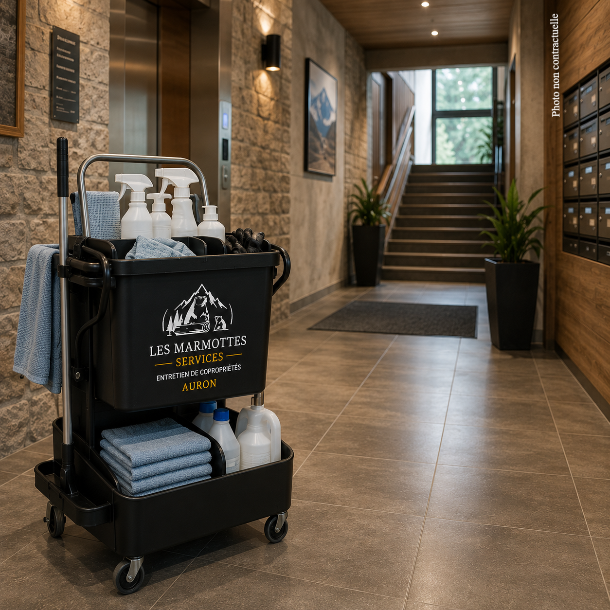 Nettoyage professionnel des vitres et des parties communes d'une copropriété à Auron par Les Marmottes Nettoyage.