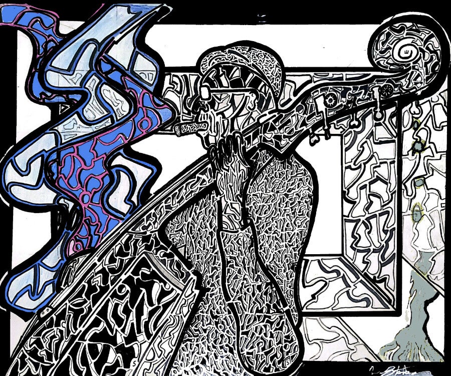 Aceo Card Maze Original Jazz Maze, Ink Drawing, Maze 1 Series 2