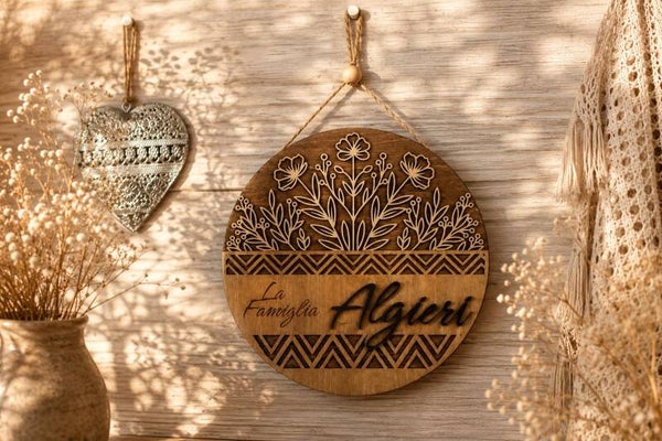 Personalisiertes Holz-Türschild Floral 1