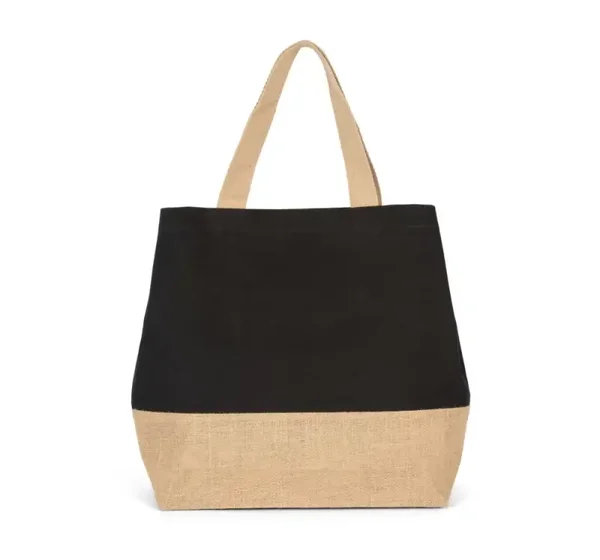 Shopper van jute- & katoencanvas - zwart
