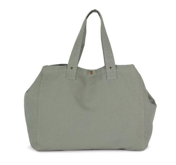 Shopper van verwassen katoen - groene klei