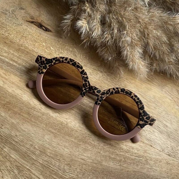 Zonnebril half Tijgerprint donker roze