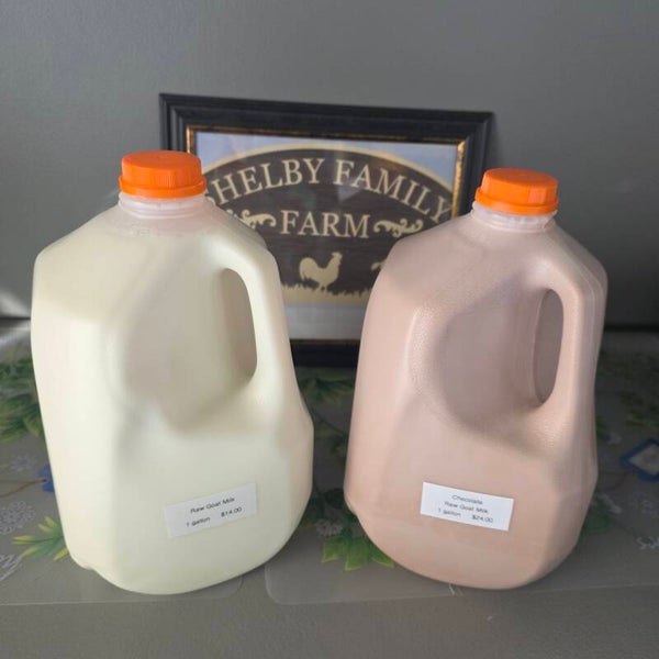 Raw Goat Milk and Raw Chocolate Goat Milk Fresh or Frozen 1 gallon is back in stock!