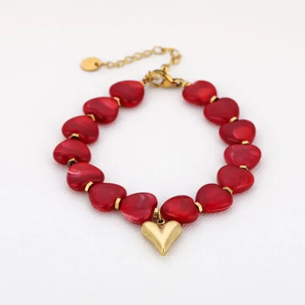 Armband met gouden hartje - Bordeaux