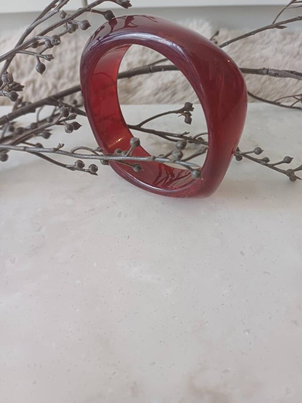 Armband hars met marmerlook - Bordeaux