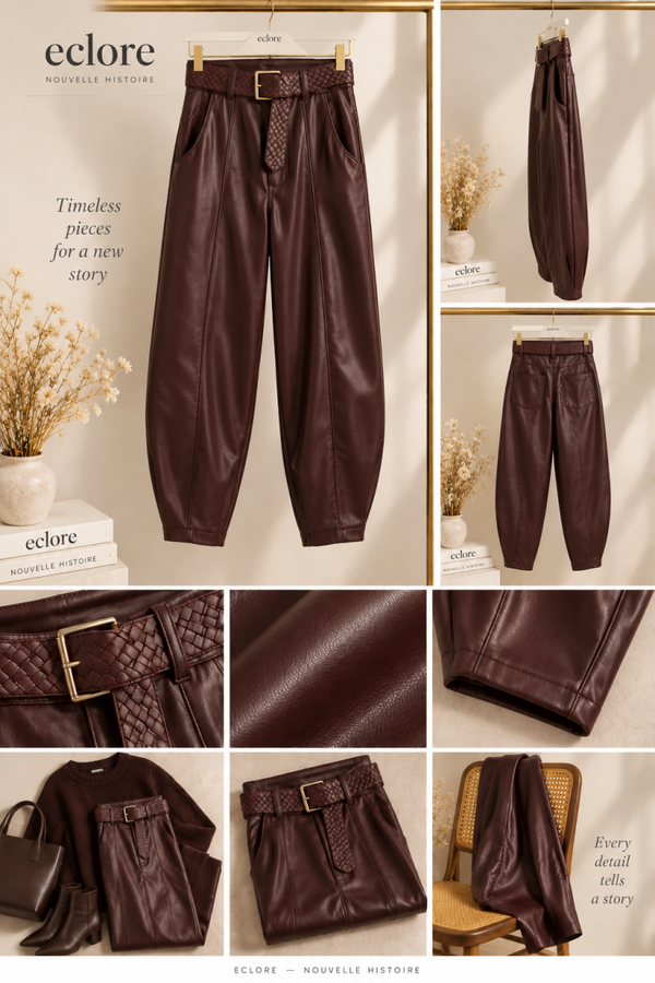 Balloon fit leren borek - Bordeaux