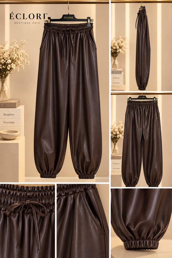 Leren look broek