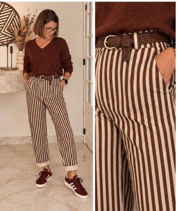 Striped broek - Bruin & Beige