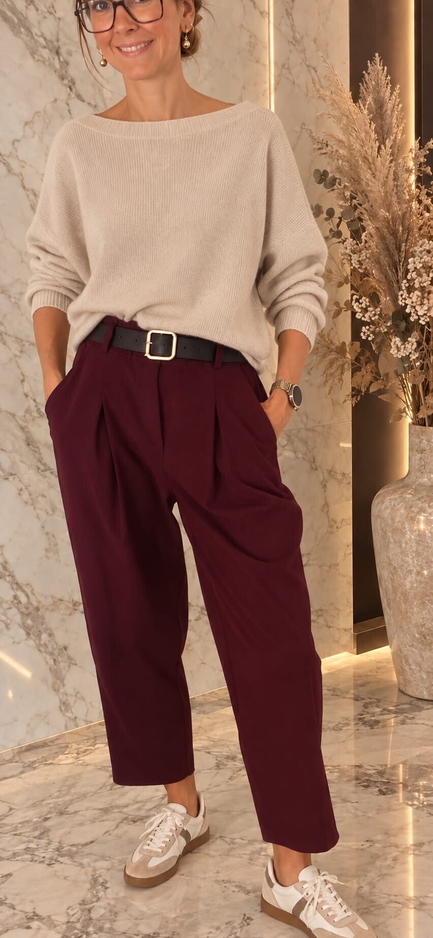 Bordeaux ribvelours broek