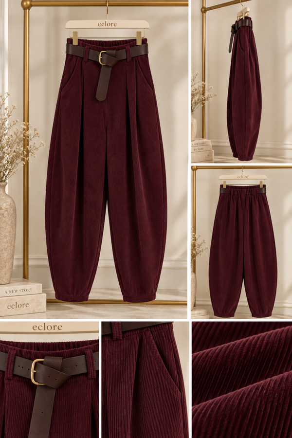 Bordeaux ribvelours broek