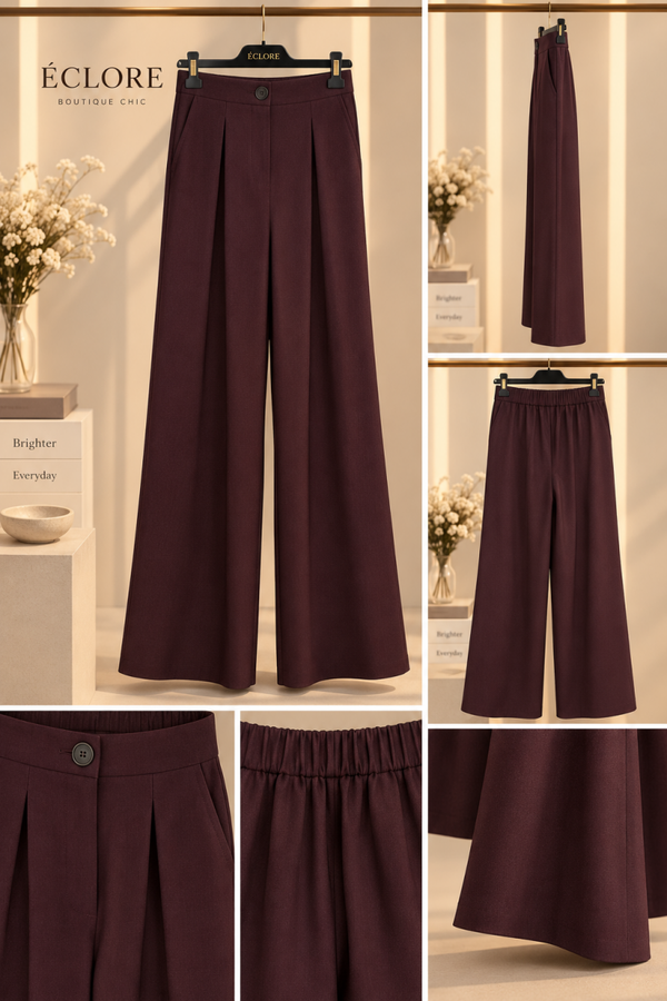Bordeaux pantalon met plooien