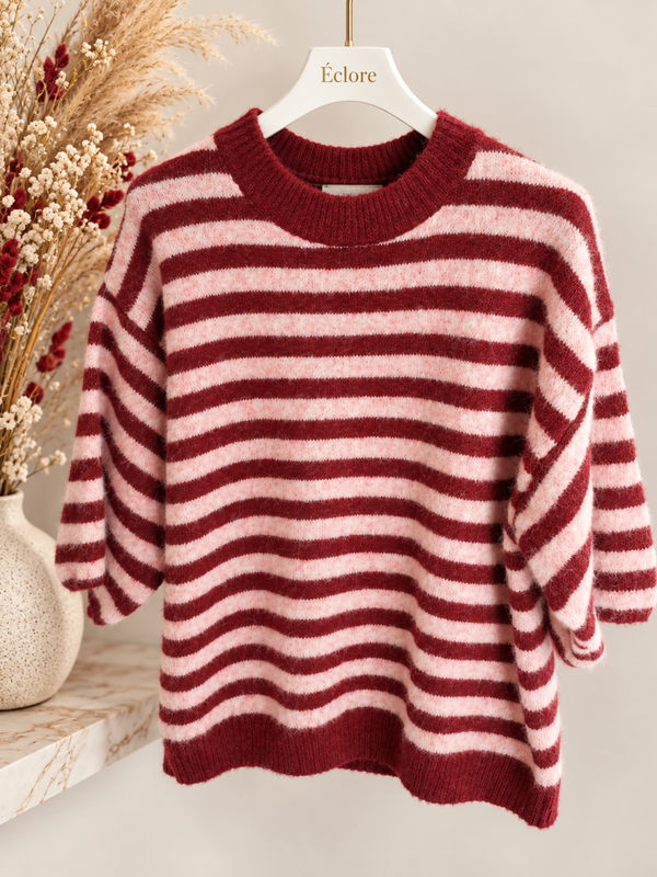 Striped knit - Bordeaux & Pink