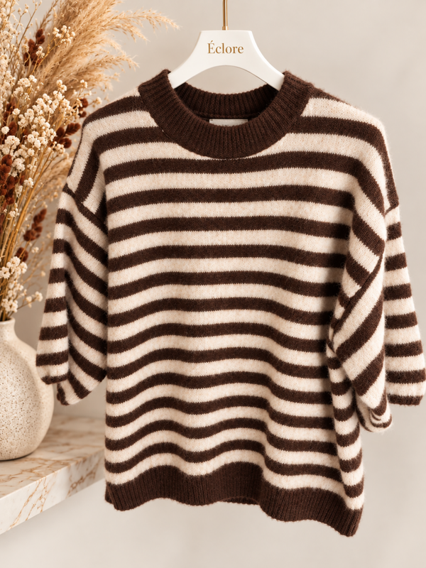 Striped knit - Bruin & Creme