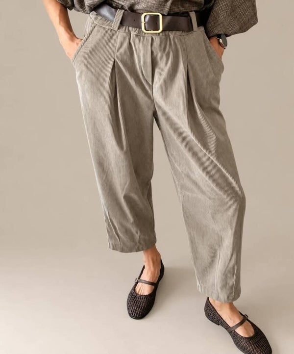Ribvelours broek - Taupe