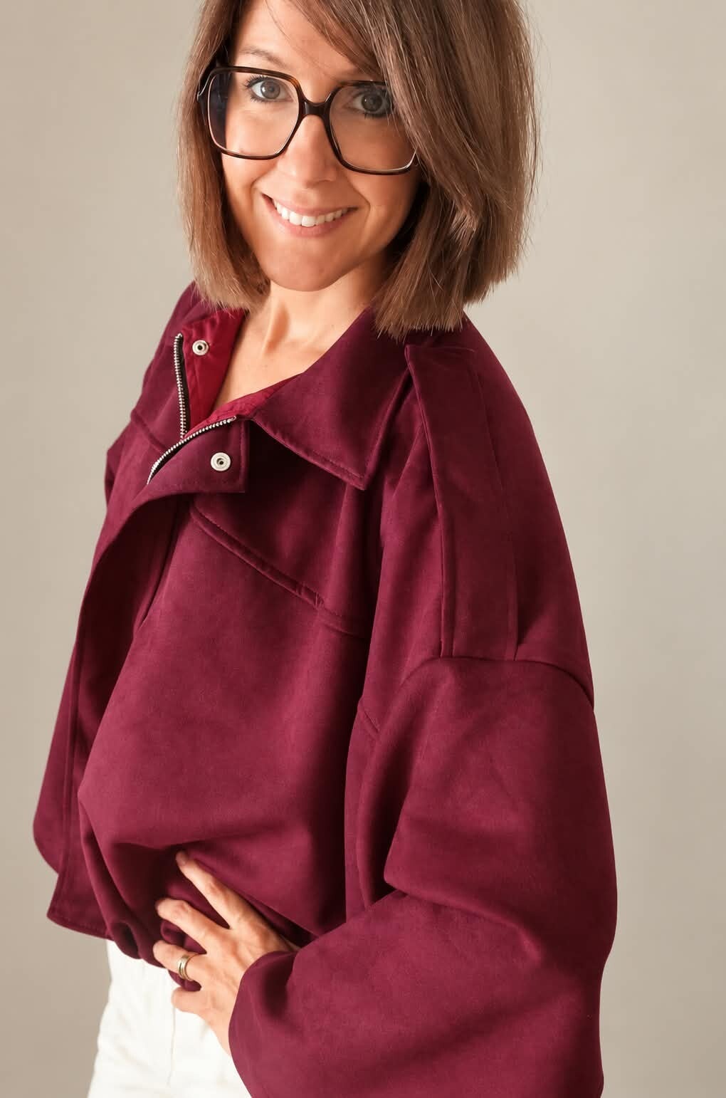 Oversized jacket Suede - Bordeaux