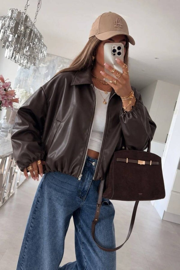 Faux leather jacket - Bruin