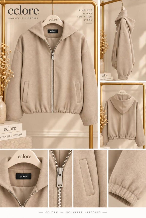 Bomberjas met kap - Beige