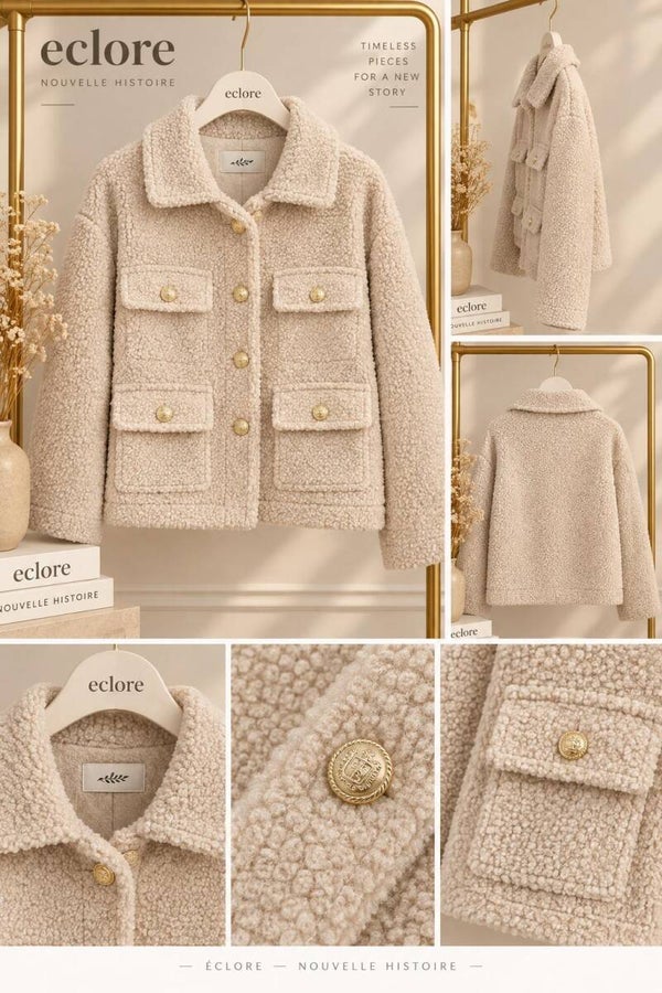 Teddy jasje met kraag - Beige