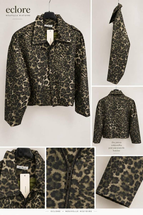 Leopard jasje - Olive & bruin