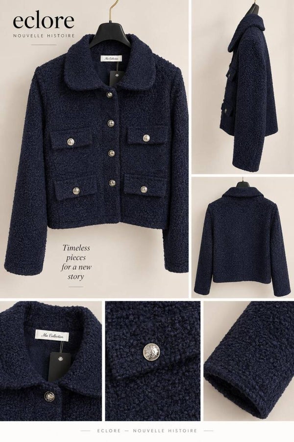 Teddy jasje met kraag - Navy