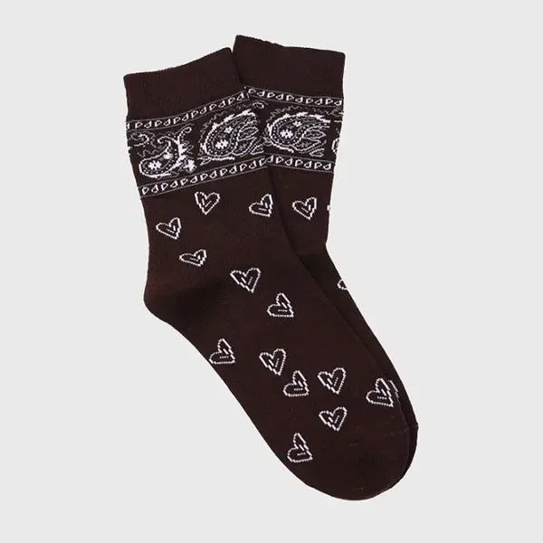 Sokken paisleyprint & hartjes - Bruin