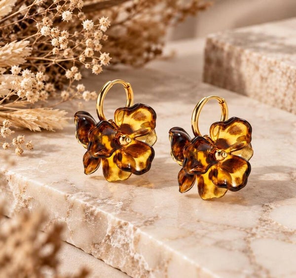 Oorbellen in bloemvorm - Leopard