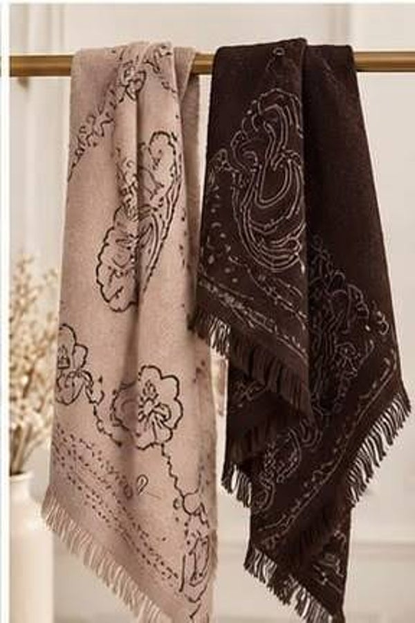 Sjaal paisley 70x70 cm - Bruin