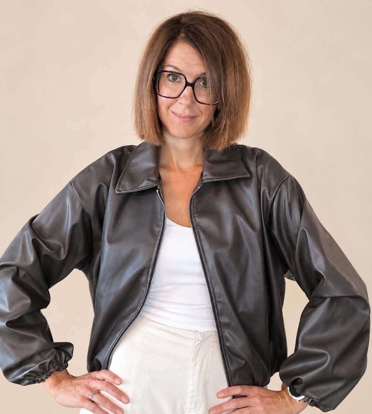 Faux leather jacket - Bruin