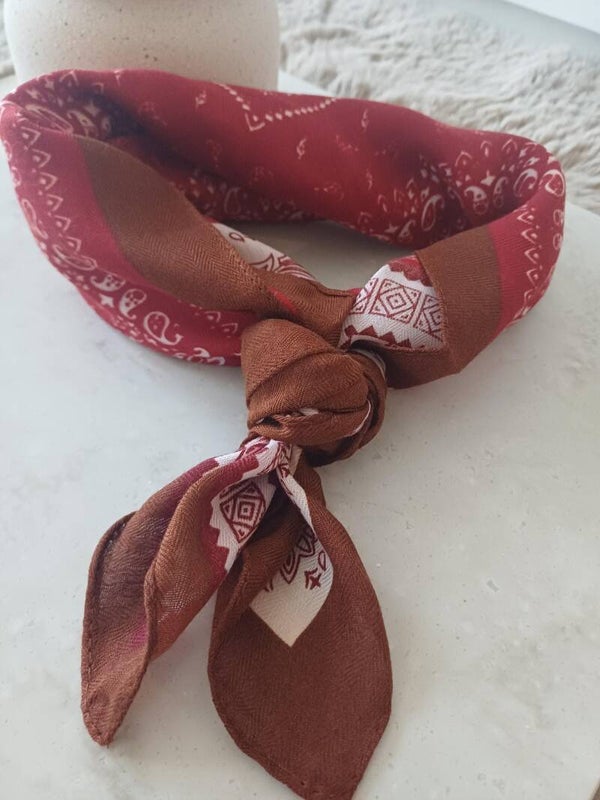 Sjaal paisley - Rood & camel