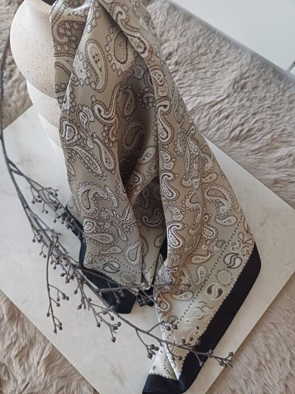 Sjaal paisley - Beige & zwart