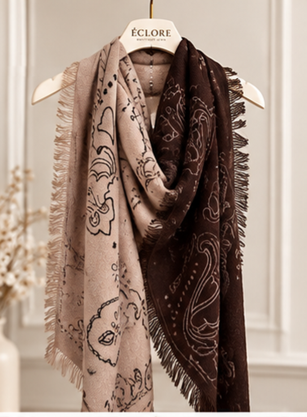 Sjaal paisley 70x70 cm - Taupe