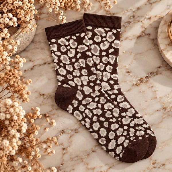 Sokken in Leopard print - Bruin & goud