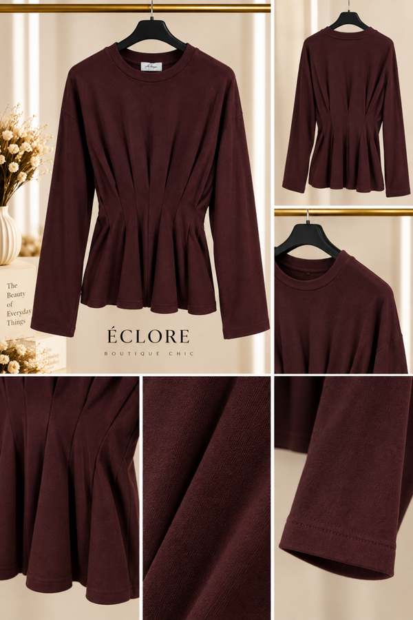 Top met gefronst detail - Bordeaux