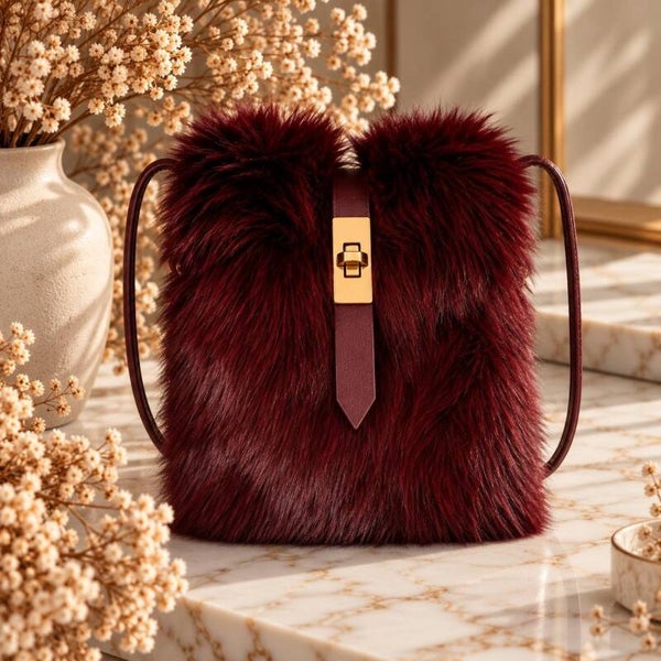 Tasje fluffy - Bordeaux